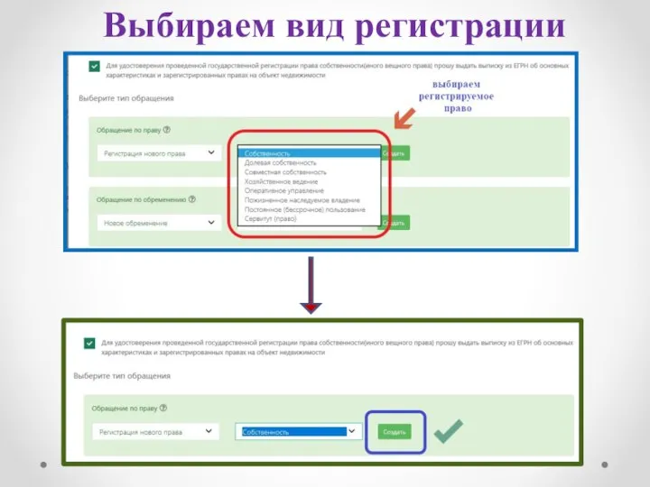 Выбираем вид регистрации