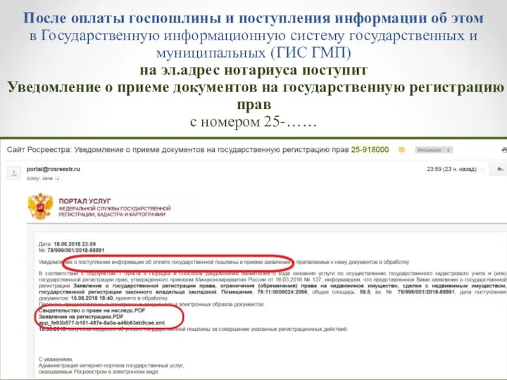 После оплаты госпошлины и поступления информации об этом в Государственную информационную