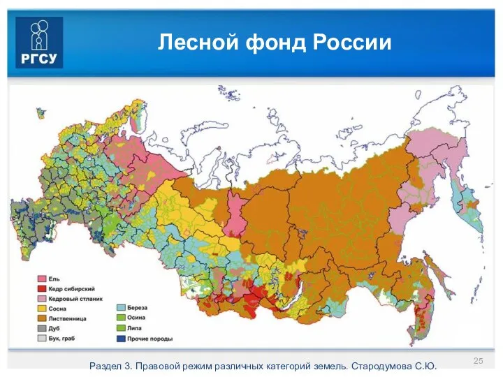 Лесной фонд России Раздел 3. Правовой режим различных категорий земель. Стародумова С.Ю.