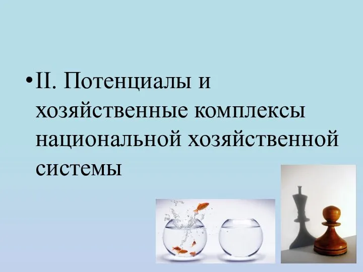 II. Потенциалы и хозяйственные комплексы национальной хозяйственной системы