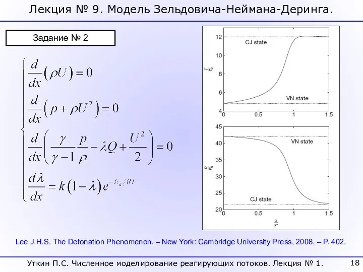 Лекция № 9. Модель Зельдовича-Неймана-Деринга. Lee J.H.S. The Detonation Phenomenon. –