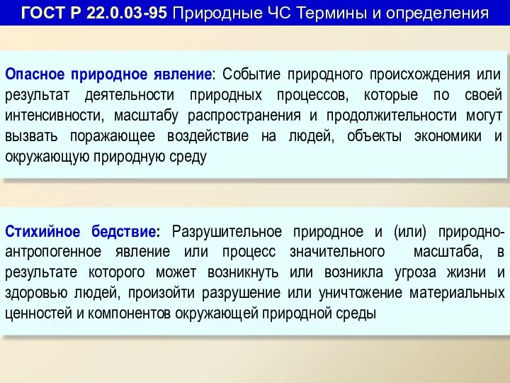 Стихийное бедствие: Разрушительное природное и (или) природно-антропогенное явление или процесс значительного