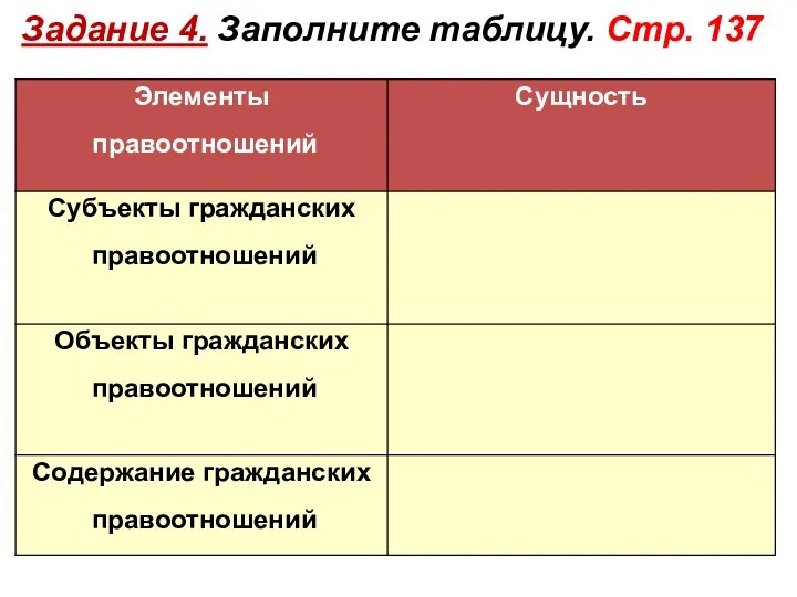 Задание 4. Заполните таблицу. Стр. 137