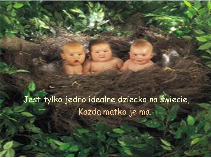 Jest tylko jedno idealne dziecko na świecie, Każda matko je ma.