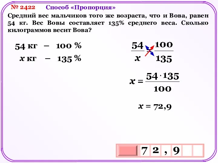 № 2422 Средний вес мальчиков того же возраста, что и Вова,