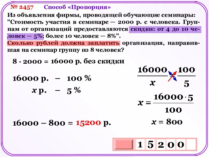 № 2457 Из объявления фирмы, проводящей обучающие семинары: "Стоимость участия в