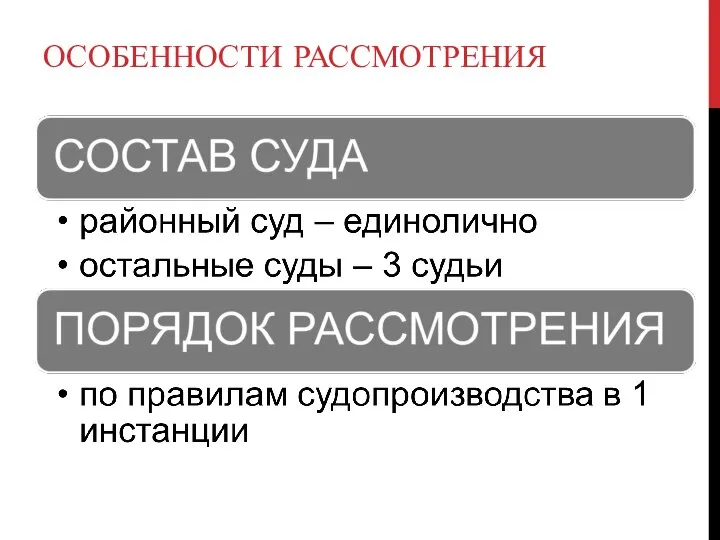 ОСОБЕННОСТИ РАССМОТРЕНИЯ