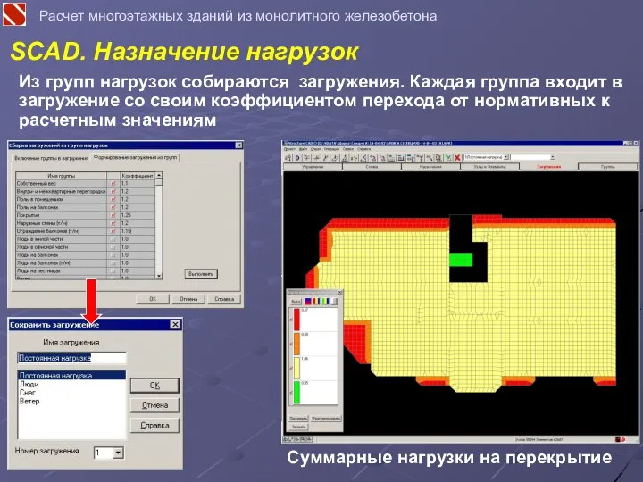 SCAD. Назначение нагрузок Расчет многоэтажных зданий из монолитного железобетона Из групп