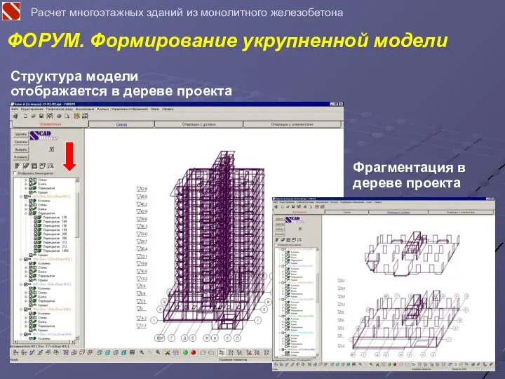 ФОРУМ. Формирование укрупненной модели Расчет многоэтажных зданий из монолитного железобетона Структура