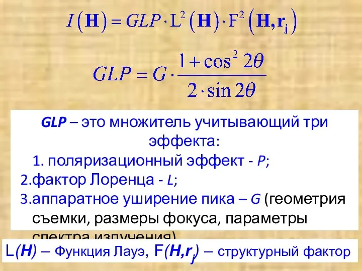 GLP – это множитель учитывающий три эффекта: 1. поляризационный эффект -
