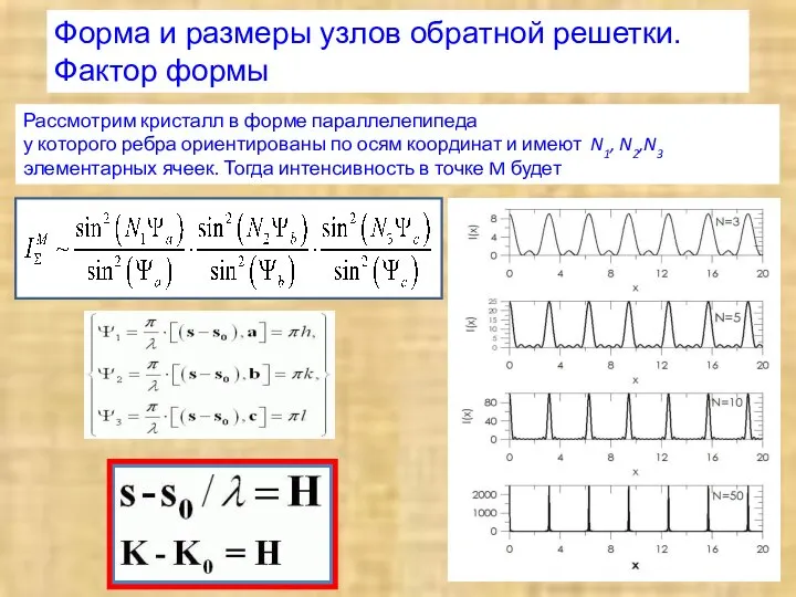 Форма и размеры узлов обратной решетки. Фактор формы Рассмотрим кристалл в