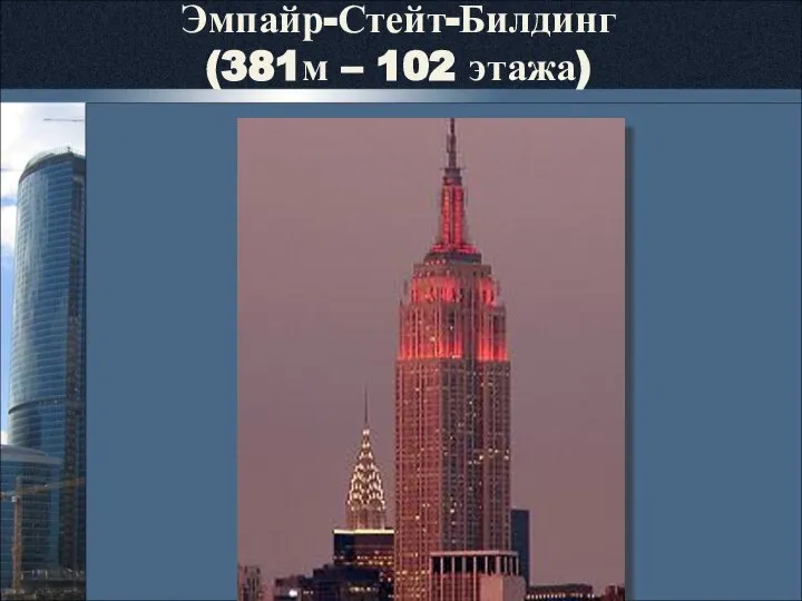 Эмпайр-Стейт-Билдинг (381м – 102 этажа)