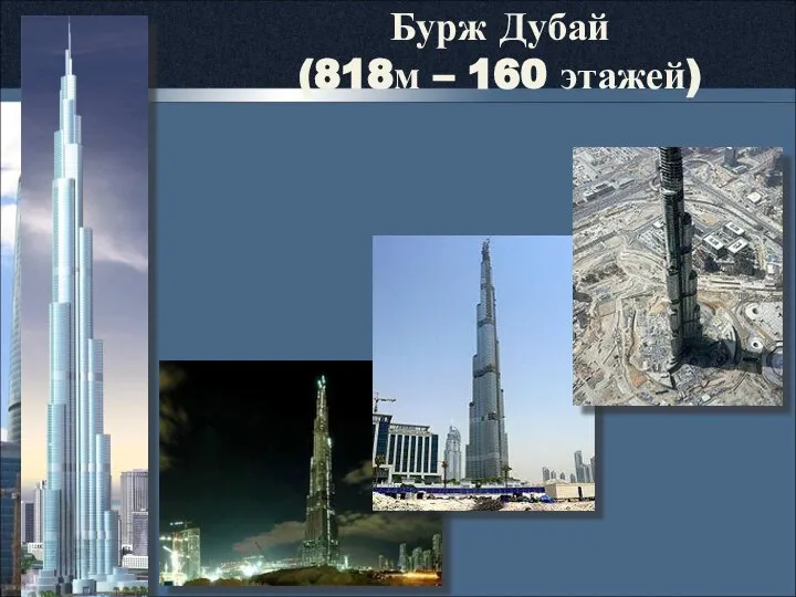 Бурж Дубай (818м – 160 этажей)