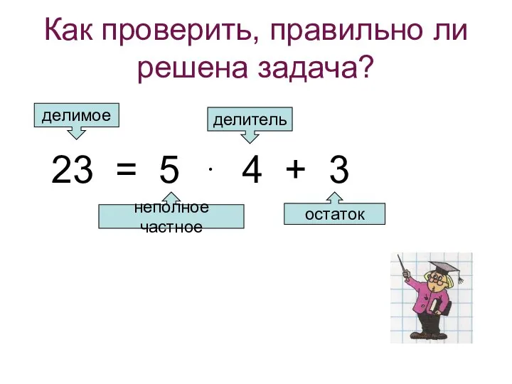 Как проверить, правильно ли решена задача? 23 = 5 ⋅ 4