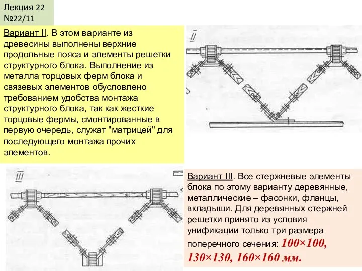 Лекция 22 №22/11 Вариант II. В этом варианте из древесины выполнены