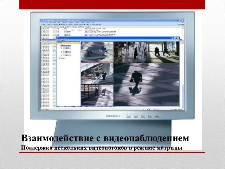 Взаимодействие с видеонаблюдением Поддержка нескольких видеопотоков в режиме матрицы