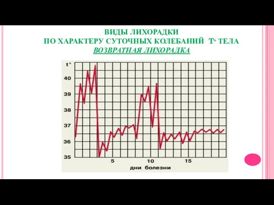 ВИДЫ ЛИХОРАДКИ ПО ХАРАКТЕРУ СУТОЧНЫХ КОЛЕБАНИЙ Tº ТЕЛА ВОЗВРАТНАЯ ЛИХОРАДКА