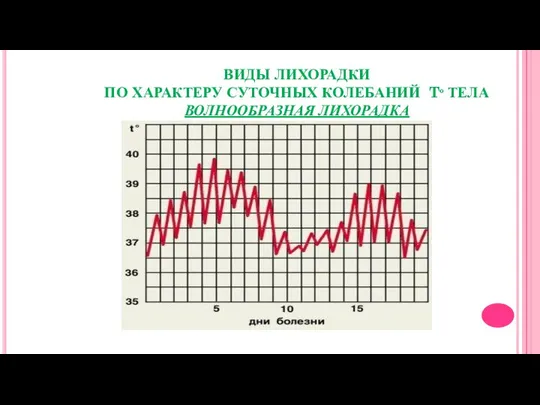 ВИДЫ ЛИХОРАДКИ ПО ХАРАКТЕРУ СУТОЧНЫХ КОЛЕБАНИЙ Tº ТЕЛА ВОЛНООБРАЗНАЯ ЛИХОРАДКА