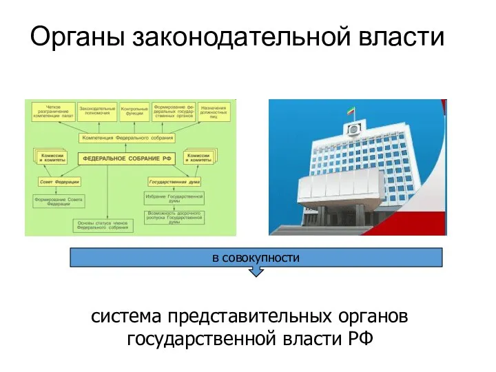 Органы законодательной власти в совокупности система представительных органов государственной власти РФ