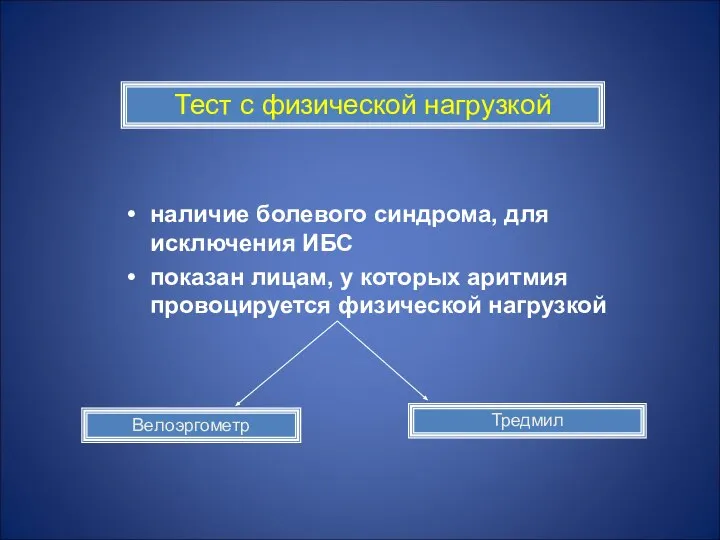 Тест с физической нагрузкой Тредмил Велоэргометр наличие болевого синдрома, для исключения