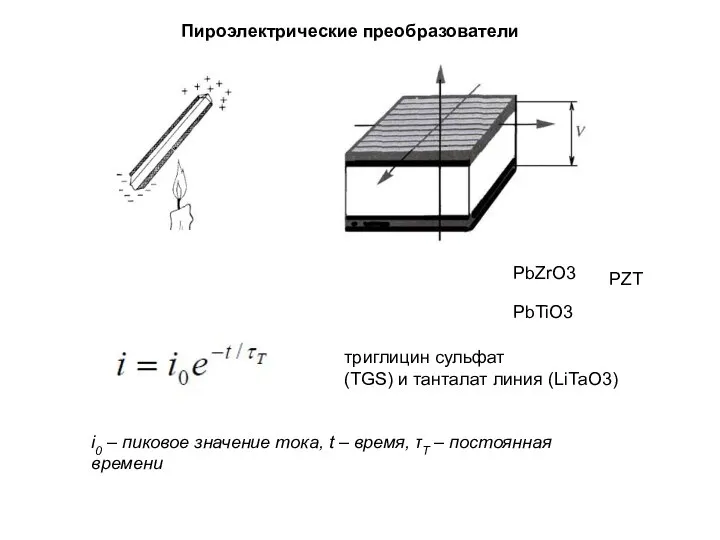 Пироэлектрические преобразователи PbZrО3 РbTiO3 PZT триглицин сульфат (TGS) и танталат линия