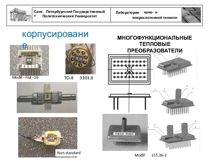 МНОГОФУНКЦИОНАЛЬНЫЕ ТЕПЛОВЫЕ ПРЕОБРАЗОВАТЕЛИ Non standard Modif - Flat -16 TO-8 3101.8 Modif 155.36-2 корпусирование