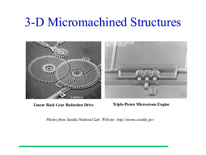 3-D Micromachined Structures Linear Rack Gear Reduction Drive Triple-Piston Microsteam Engine