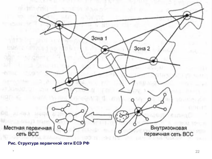 * Рис. Структура первичной сети ЕСЭ РФ