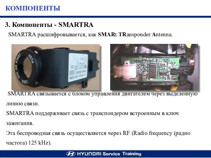 SMARTRA расшифровывается, как SMARt TRansponder Antenna. SMARTRA связывается с блоком управления