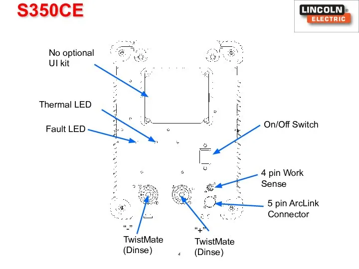 S350CE On/Off Switch 4 pin Work Sense Fault LED Thermal LED