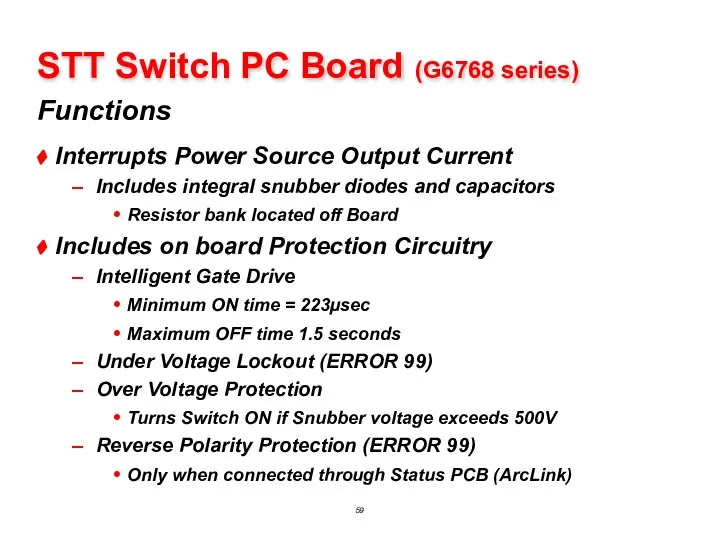 Functions STT Switch PC Board (G6768 series) Interrupts Power Source Output