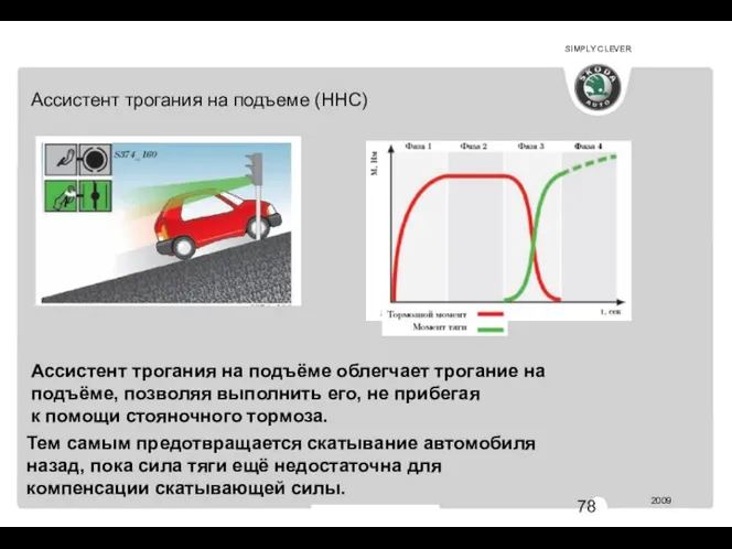 Ассистент трогания на подъёме облегчает трогание на подъёме, позволяя выполнить его,