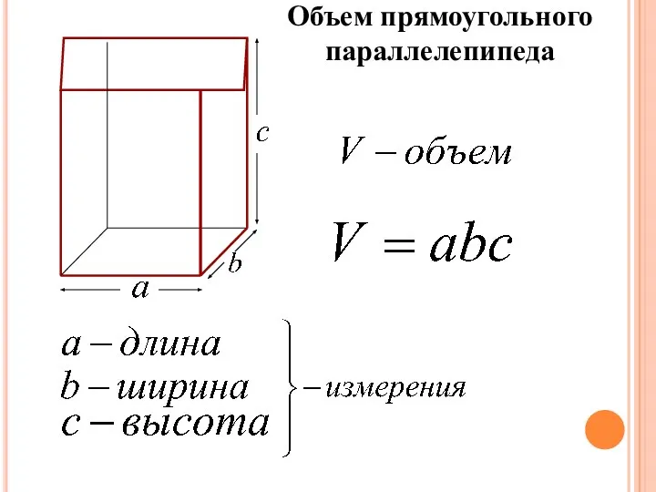 Объем прямоугольного параллелепипеда