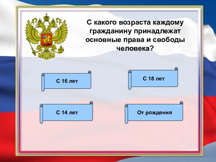 С какого возраста каждому гражданину принадлежат основные права и свободы человека?