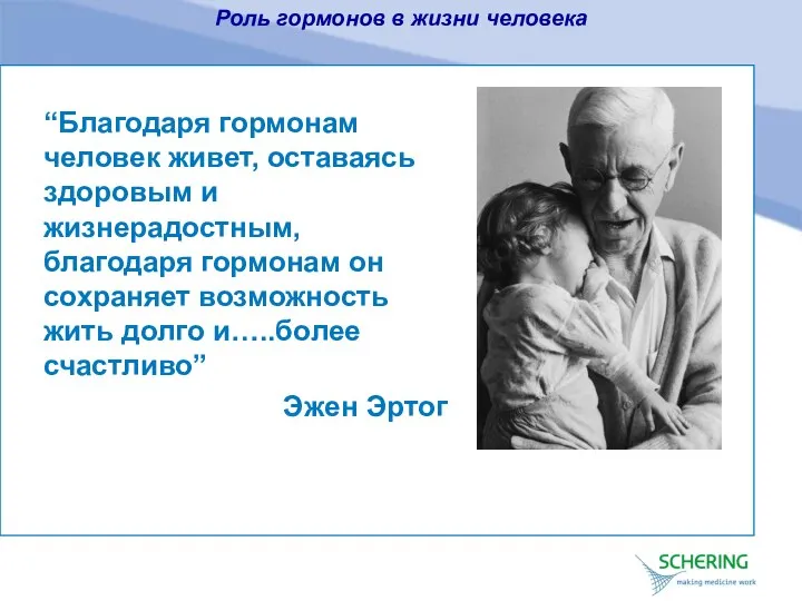 Роль гормонов в жизни человека “Благодаря гормонам человек живет, оставаясь здоровым