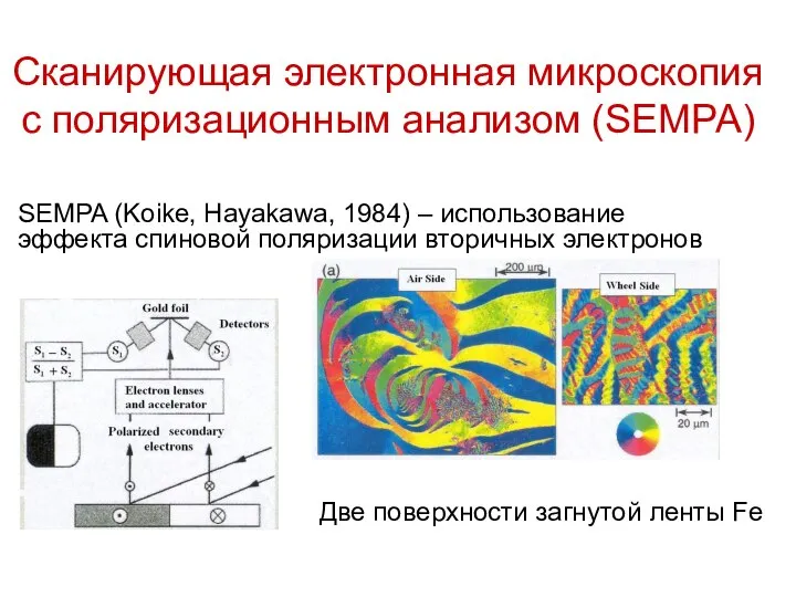 Сканирующая электронная микроскопия с поляризационным анализом (SEMPA) SEMPA (Koike, Hayakawa, 1984)
