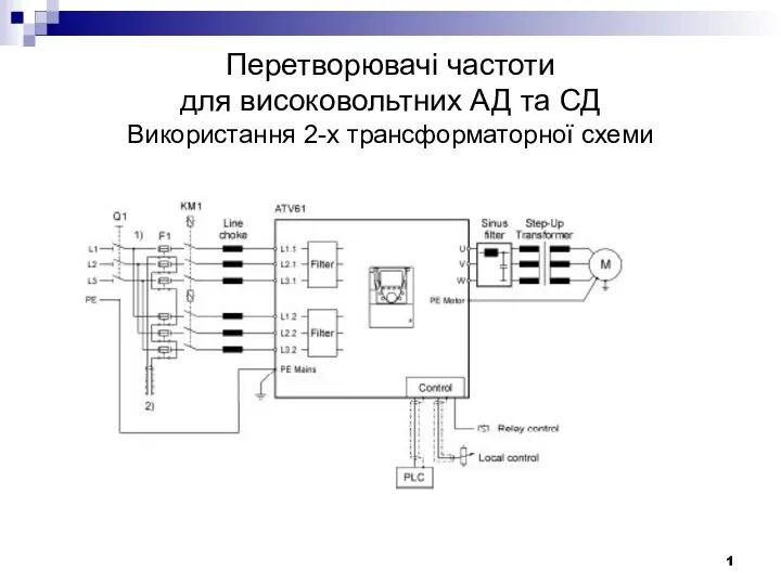 Перетворювачі частоти для високовольтних АД та СД Використання 2-х трансформаторної схеми 1