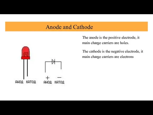 Anode and Cathode The anode is the positive electrode, it main