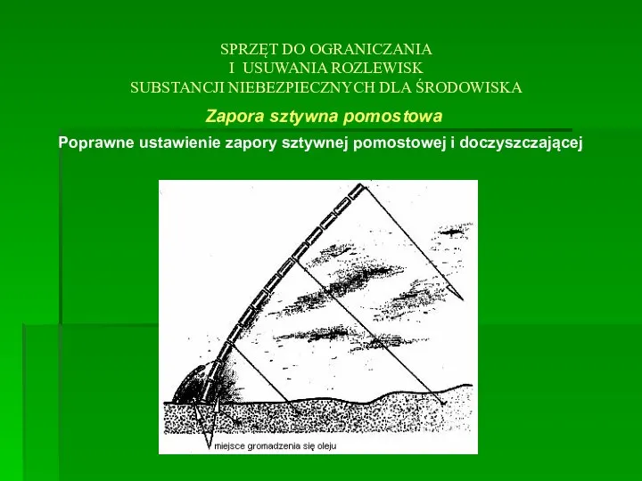 SPRZĘT DO OGRANICZANIA I USUWANIA ROZLEWISK SUBSTANCJI NIEBEZPIECZNYCH DLA ŚRODOWISKA Zapora