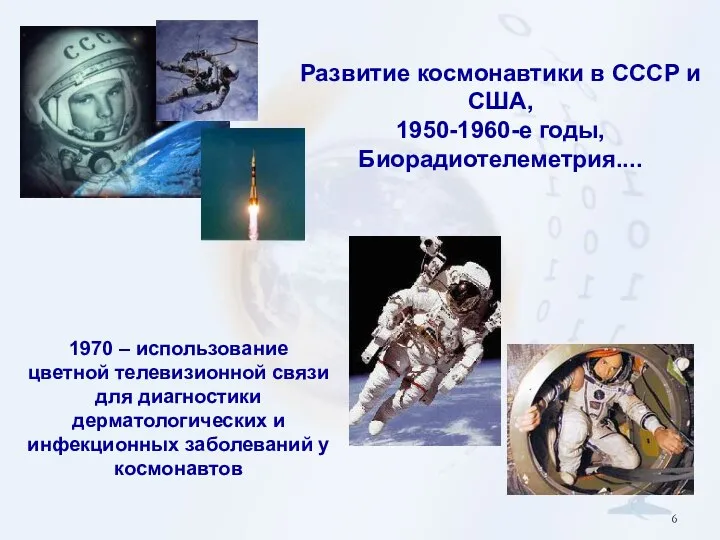 Развитие космонавтики в СССР и США, 1950-1960-е годы, Биорадиотелеметрия.... 1970 –