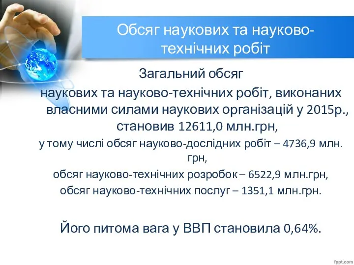 Обсяг наукових та науково-технічних робіт Загальний обсяг наукових та науково-технічних робіт,