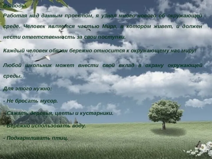 Выводы. Работая над данным проектом, я узнал много нового об окружающей