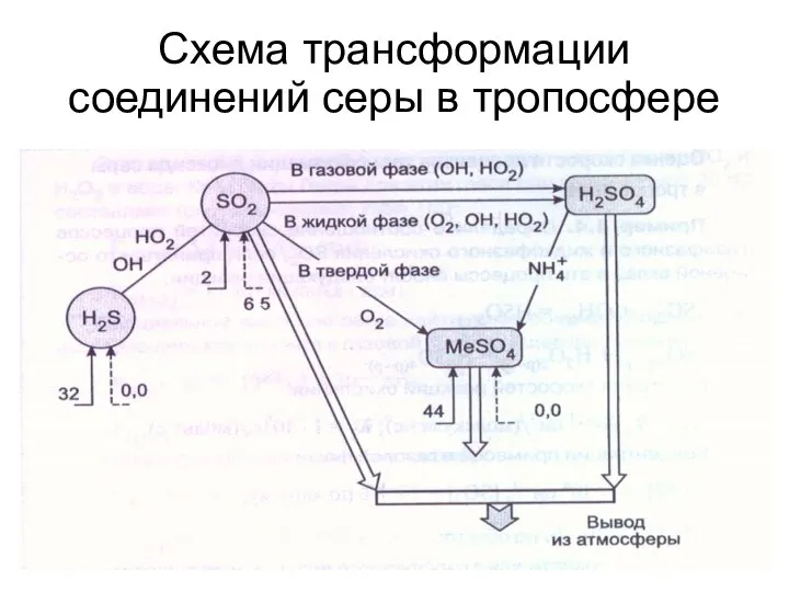 Схема трансформации соединений серы в тропосфере