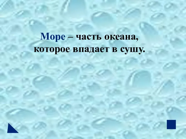 Море – часть океана, которое впадает в сушу.