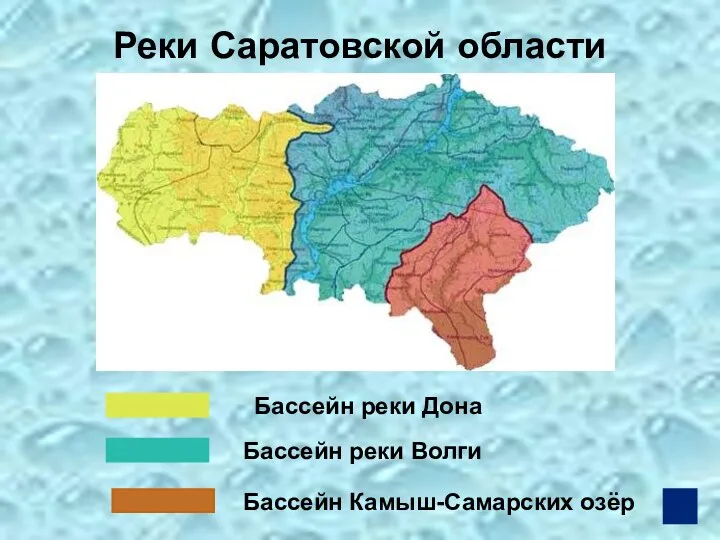 Реки Саратовской области Бассейн реки Волги Бассейн реки Дона Бассейн Камыш-Самарских озёр