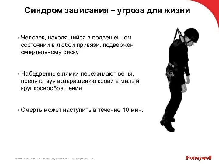 Синдром зависания – угроза для жизни Человек, находящийся в подвешенном состоянии