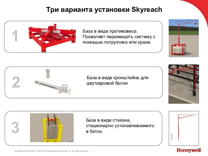 Три варианта установки Skyreach База в виде стакана, стационарно устанавливаемого в бетон. 1 2 3