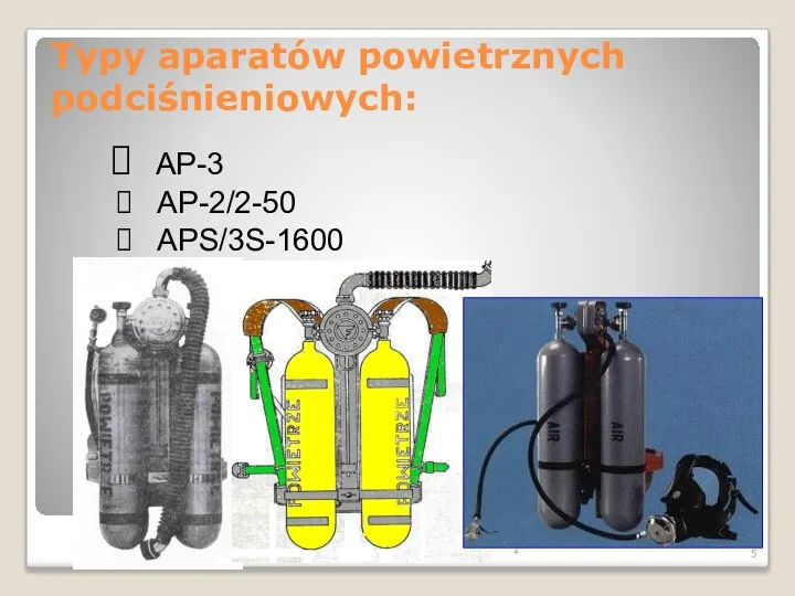 * Typy aparatów powietrznych podciśnieniowych: AP-3 AP-2/2-50 APS/3S-1600