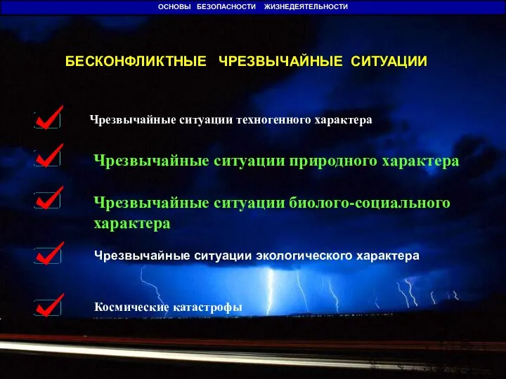 ОСНОВЫ БЕЗОПАСНОСТИ ЖИЗНЕДЕЯТЕЛЬНОСТИ БЕСКОНФЛИКТНЫЕ ЧРЕЗВЫЧАЙНЫЕ СИТУАЦИИ Чрезвычайные ситуации техногенного характера Чрезвычайные