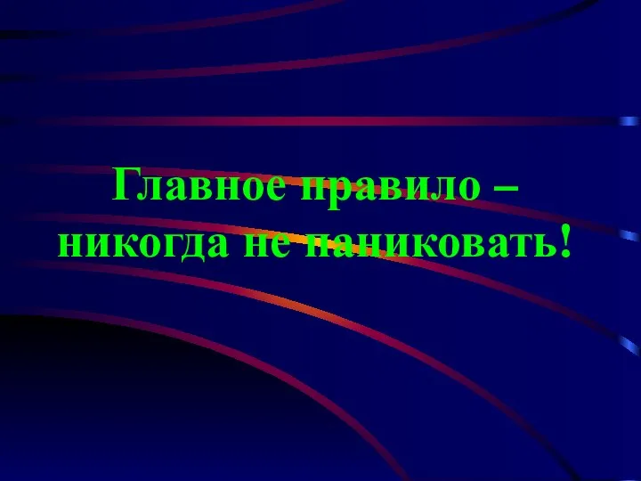 Главное правило – никогда не паниковать!